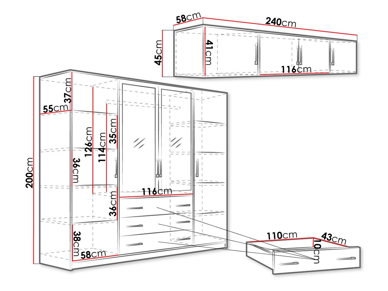Vaatekaappi Dortivu III (Saatavilla)