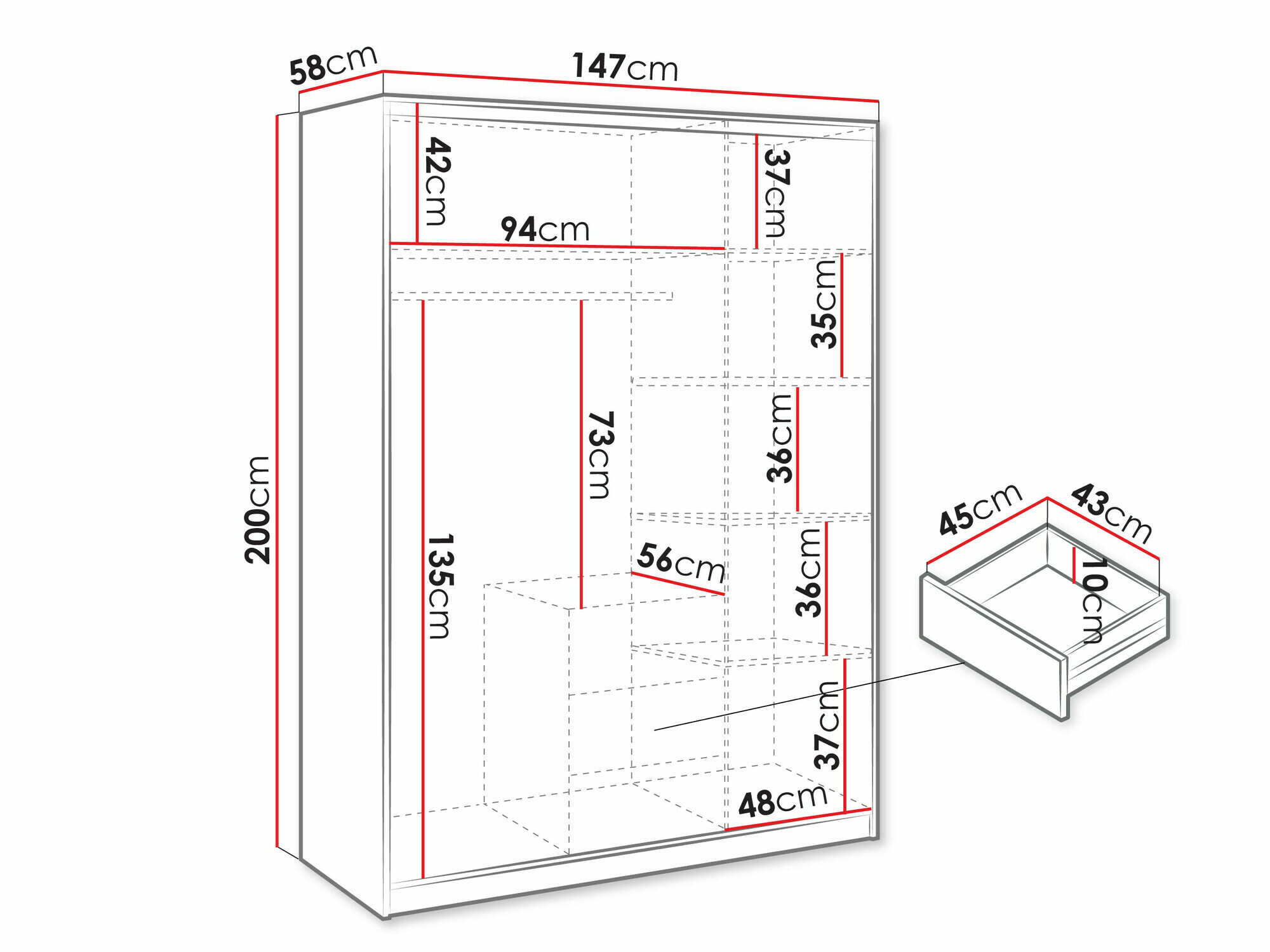 Vaatekaappi Dortivu IV (Wellington-tammi)
