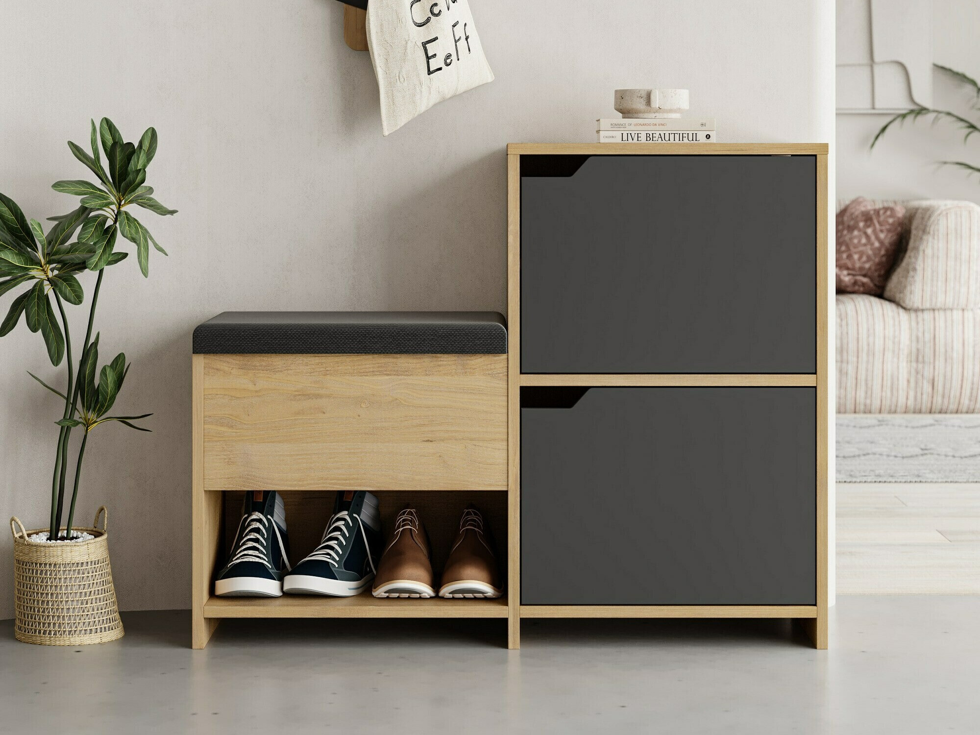 Kenkäkaappi Kailua 2150 (Antrasiitti + Tammi)