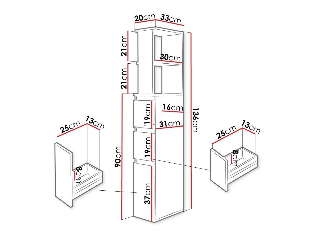 Pystymallinen kylpyhuonekaappi Comfivo Ova