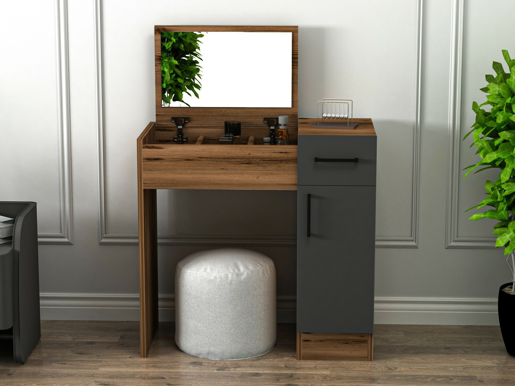 Kampauspöytä Kailua 2162 (Antrasiitti + Pähkinä)