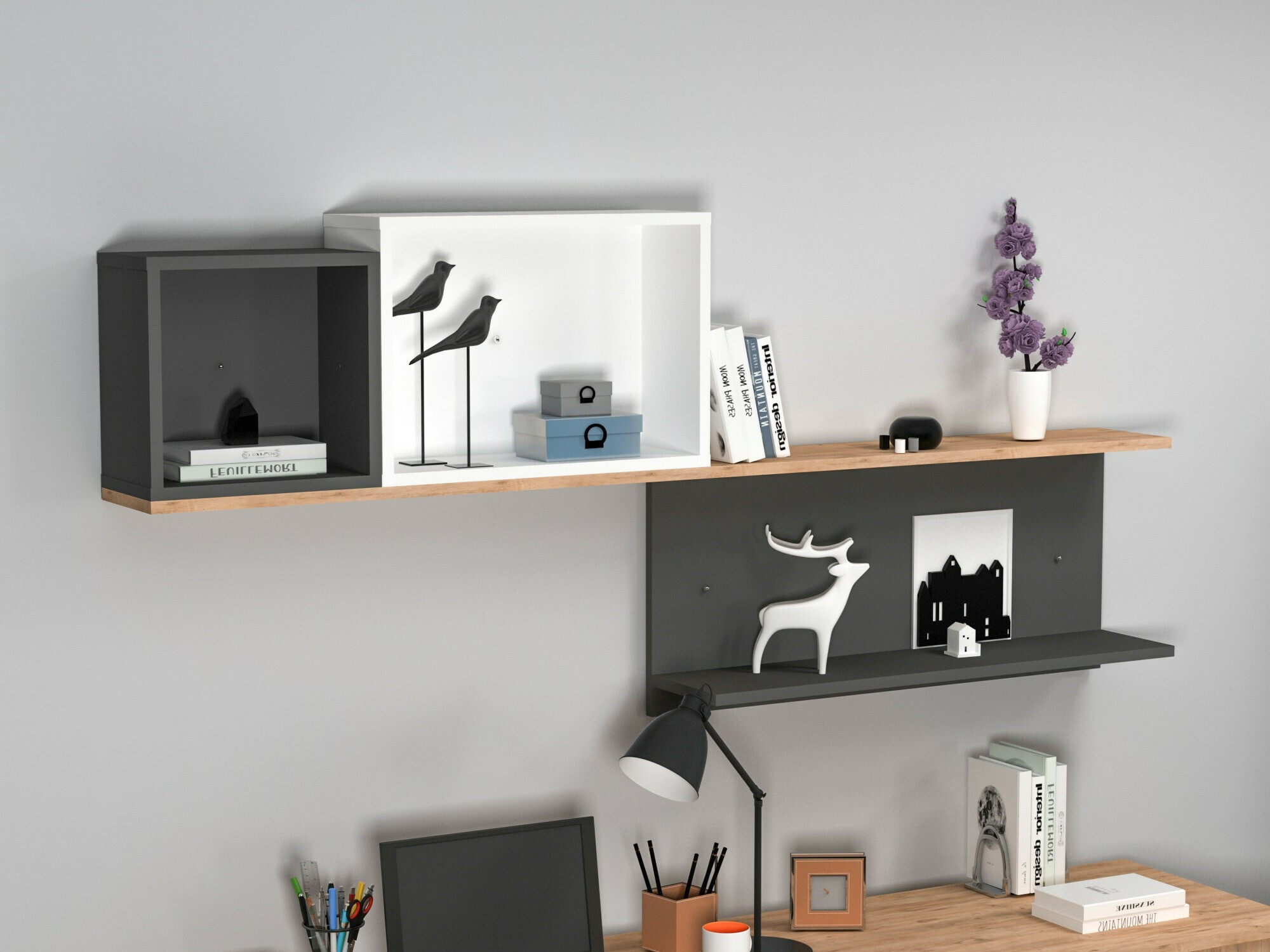 Seinähylly Kailua 2184 (Valkoinen + Antrasiitti + Mänty)