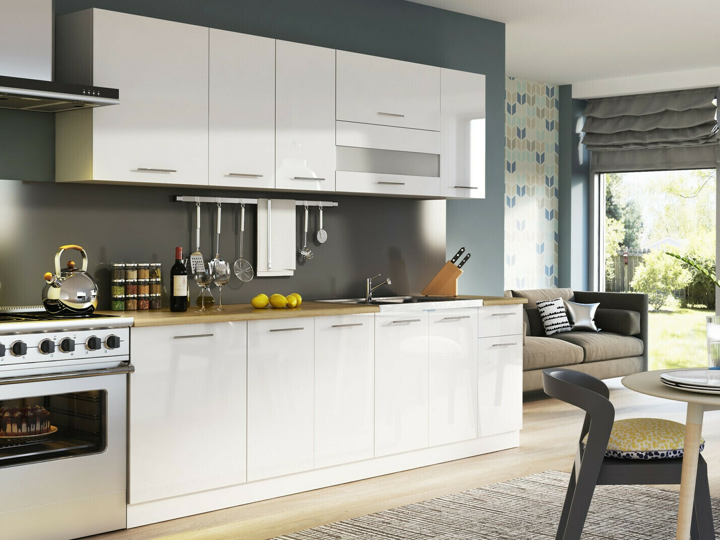 Modulaarinen seinäkaappi Tiffa White 124