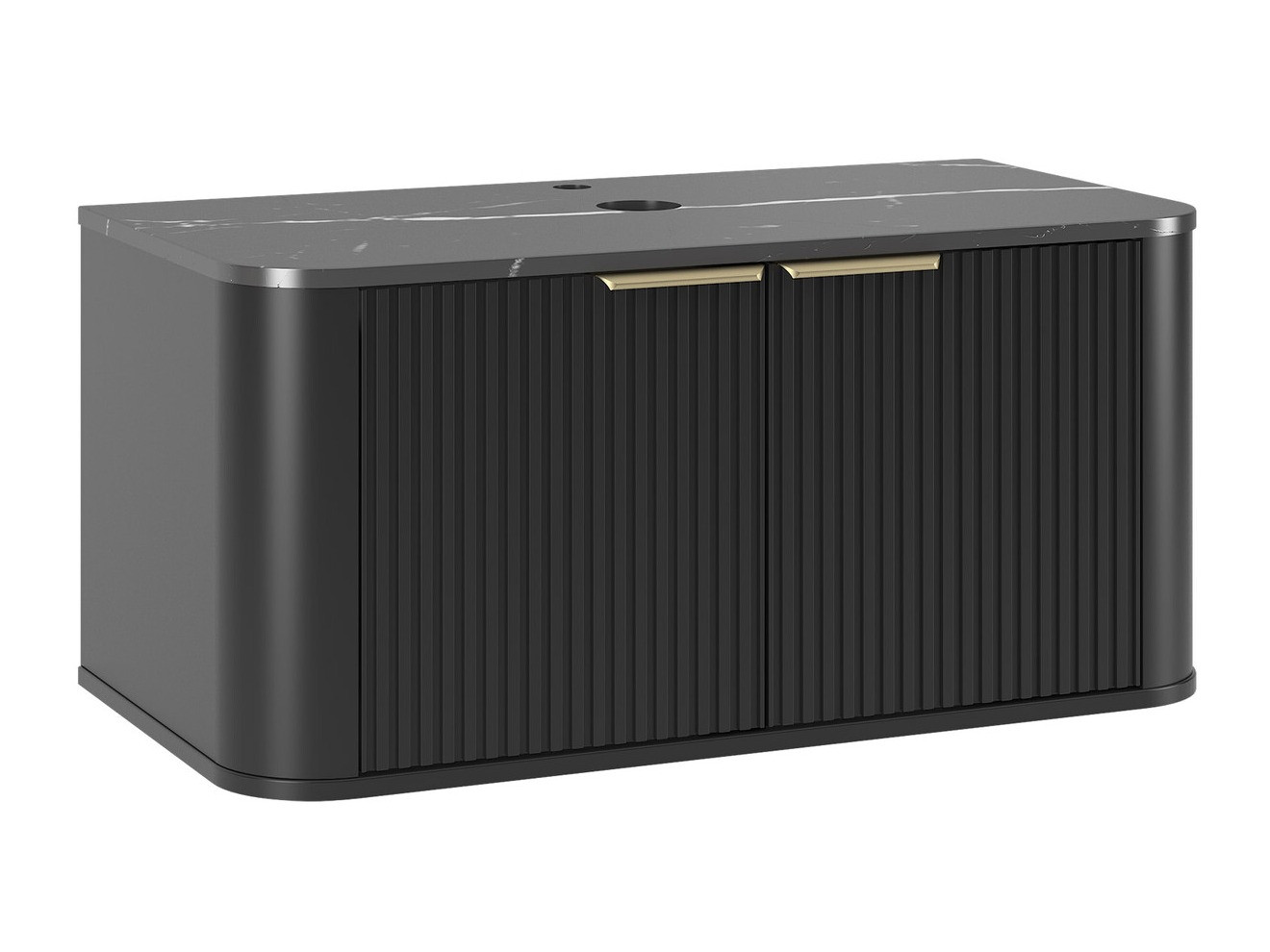 Kylpyhuoneen allasseinäkaappi Sorleve 100 (Musta + Musta marmori)