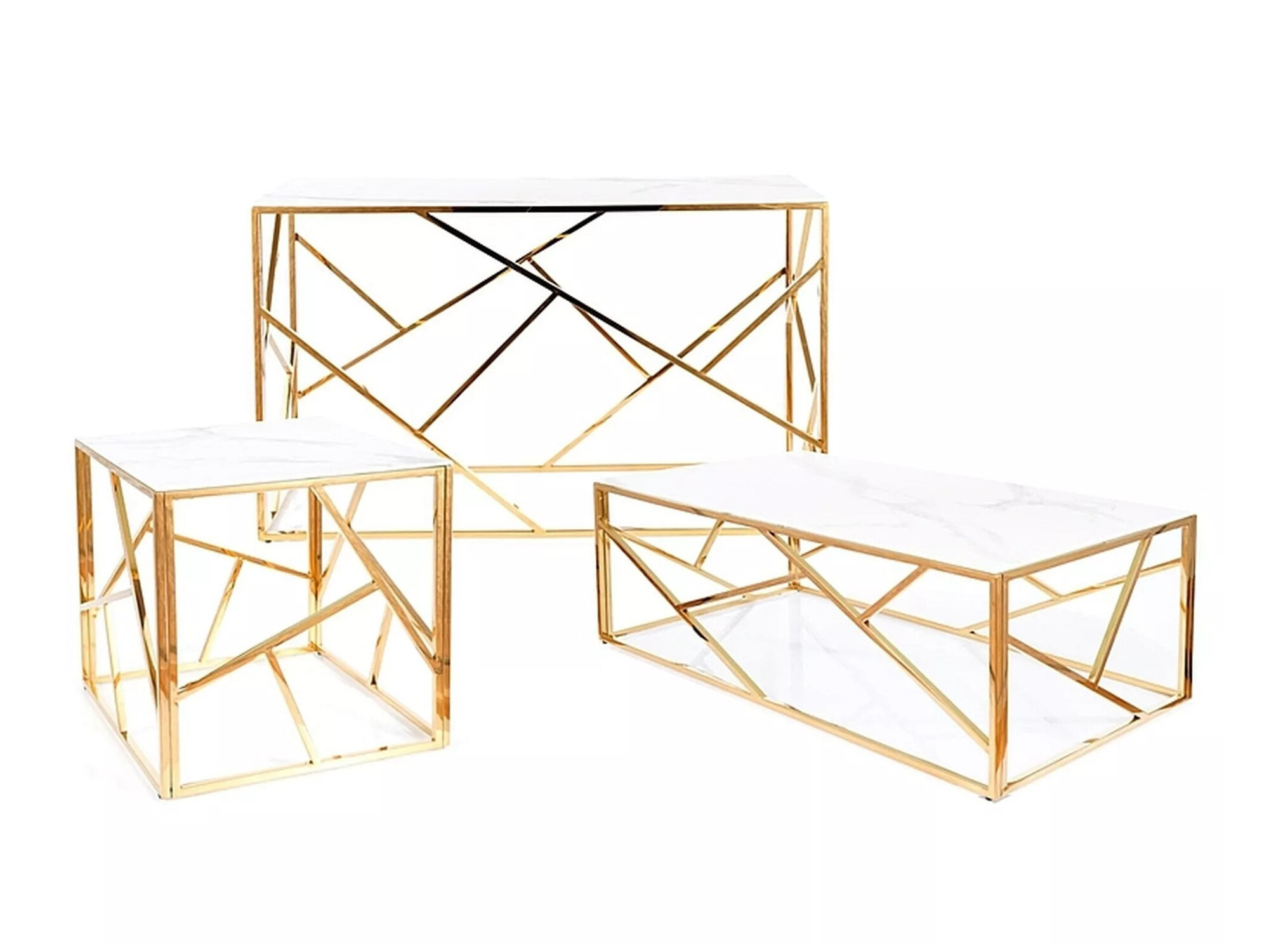 Konsoli Detroit 459 (Kultainen + Valkoinen marmori)