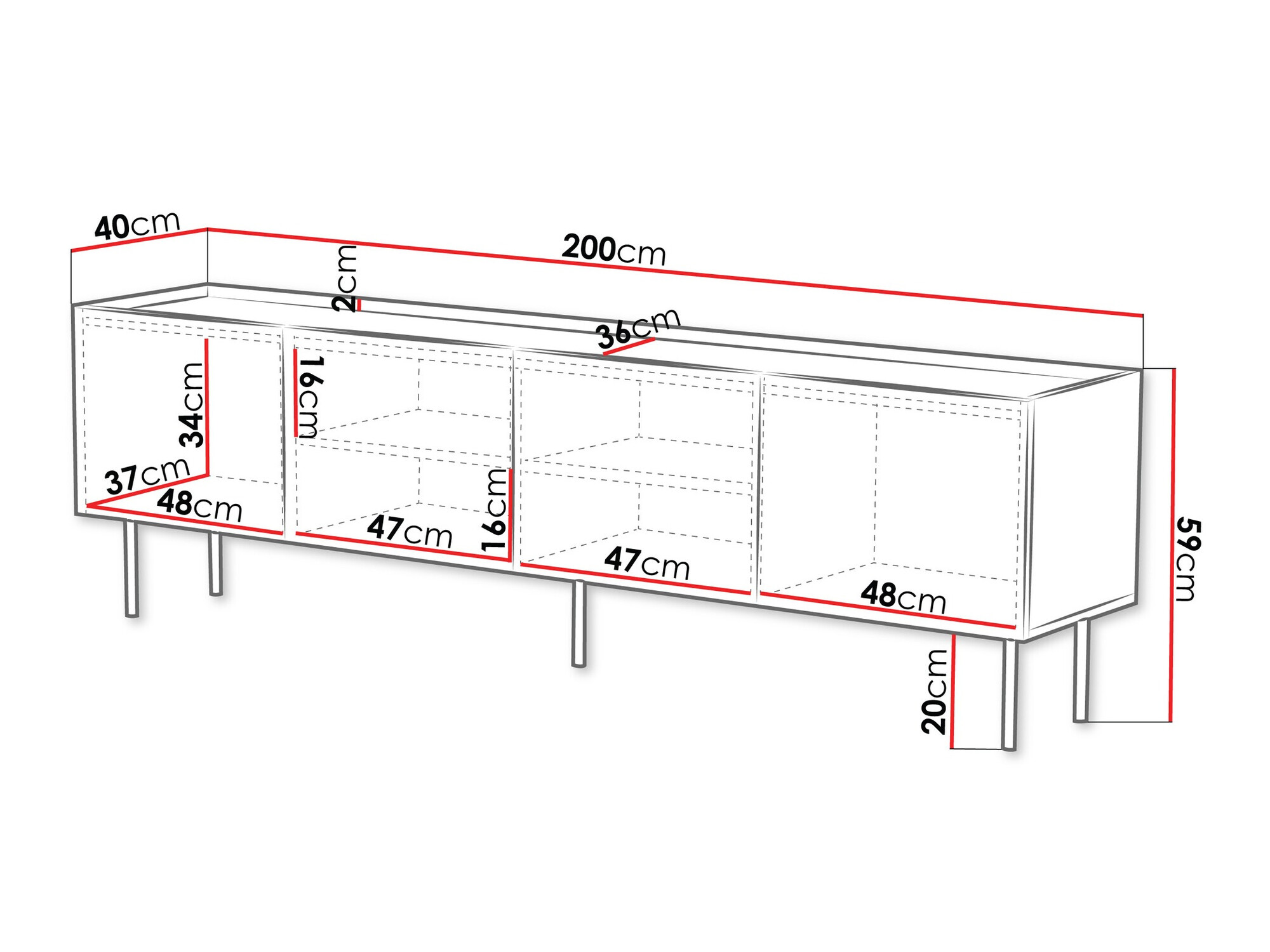 TV-taso Sillen I (Musta)