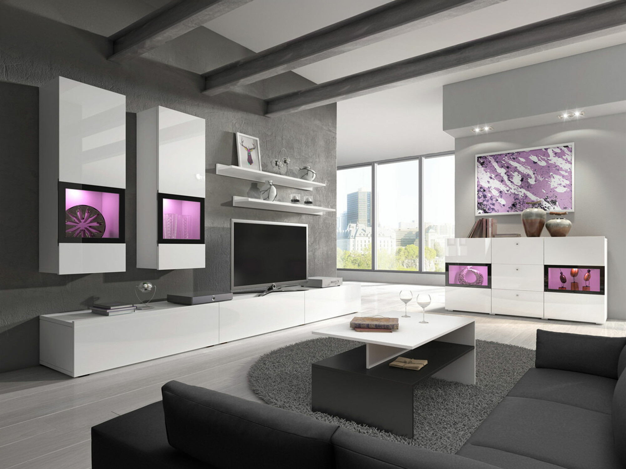 Olohuonesetti Serodeu 104 (Valkoinen + Kiiltävä valkoinen)