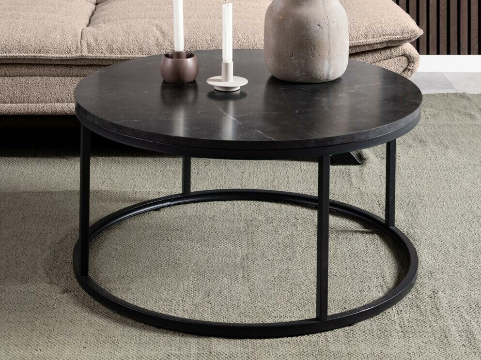 Sohvapöytä Norsica 692 (Musta + Musta marmori)