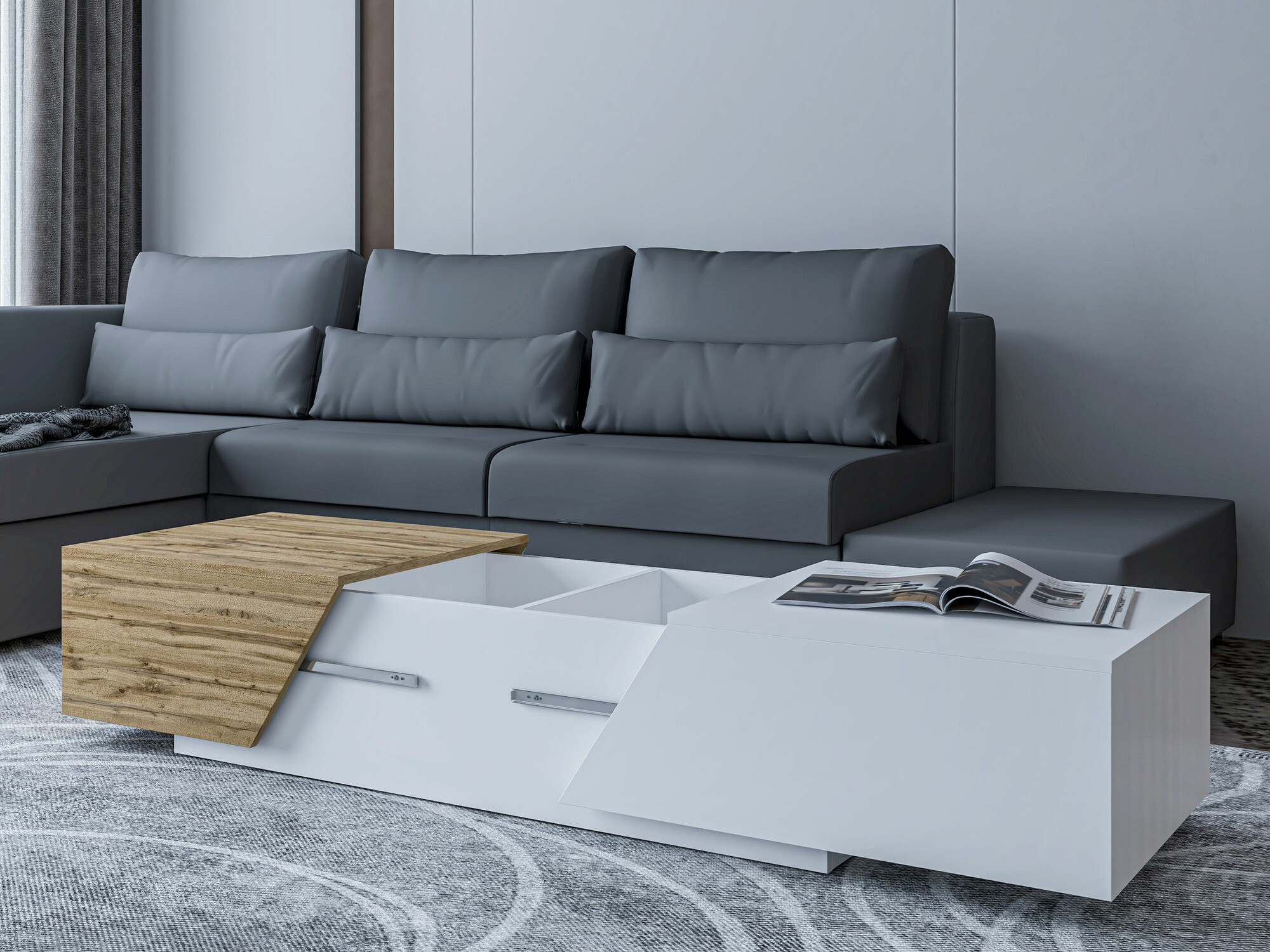 Olohuonesetti Comfivo Daldune II (Valkoinen + Wotan tammi)