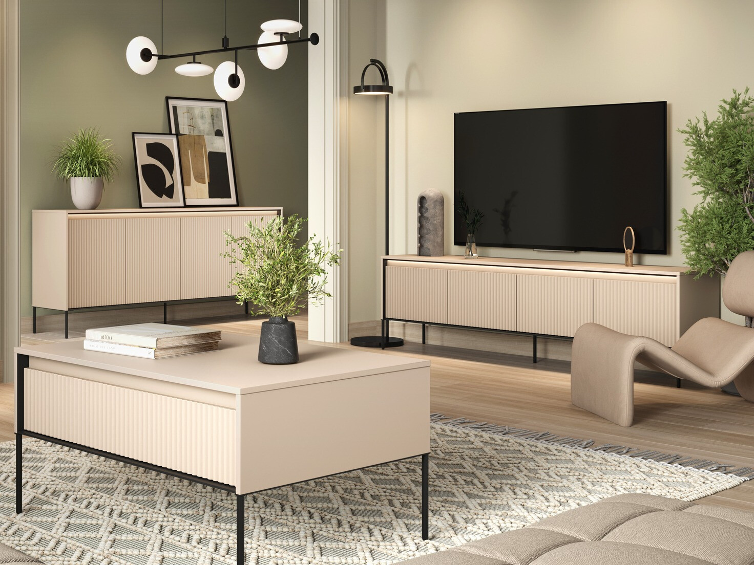Olohuonesetti Fernolu 112 (Beige + Musta)