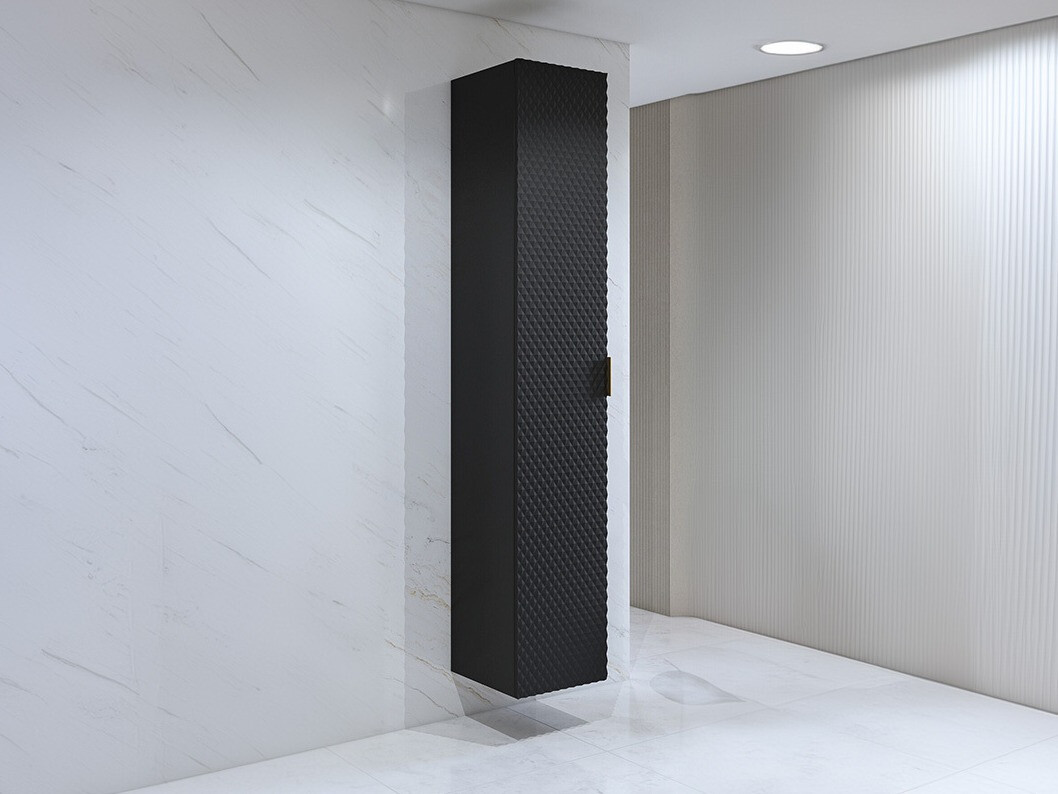 Seinäkiinnitteinen kylpyhuonekaappi Liretu 105 (Musta)