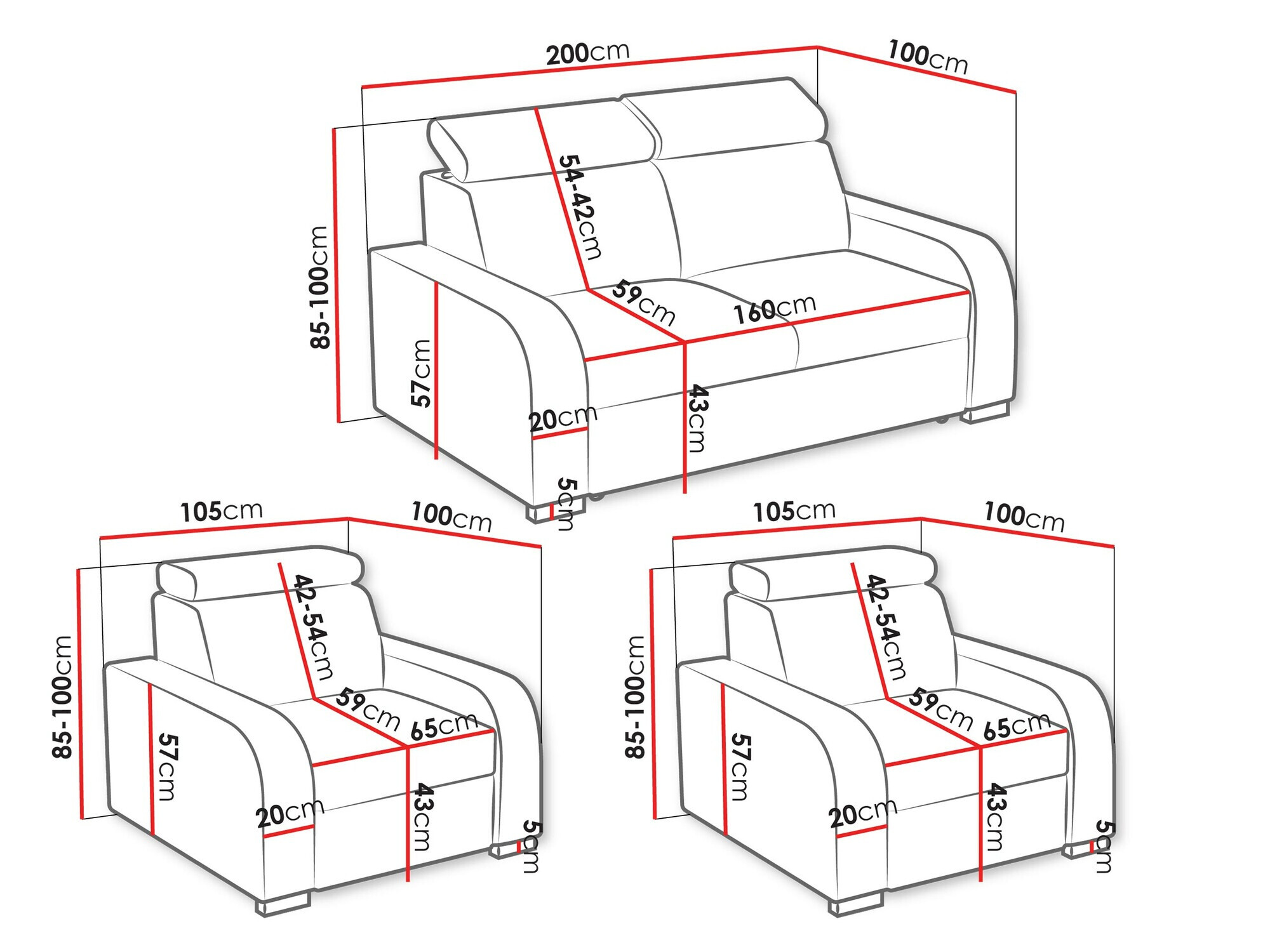 Verhoiltu huonekalusetti Ovos (Crown 17)