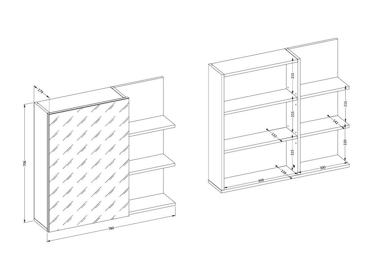 Kylpyhuoneen peilikaappi Tecavu 102 (Kiiltävä valkoinen + Valkoinen)