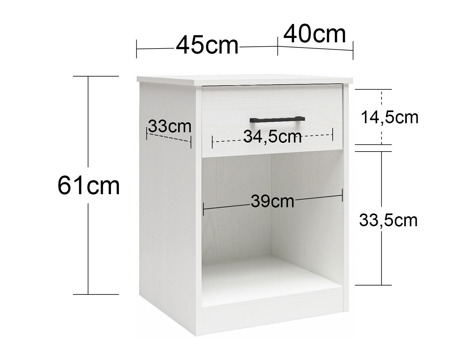 Yöpöytä Tulsa 664 (Valkoinen)