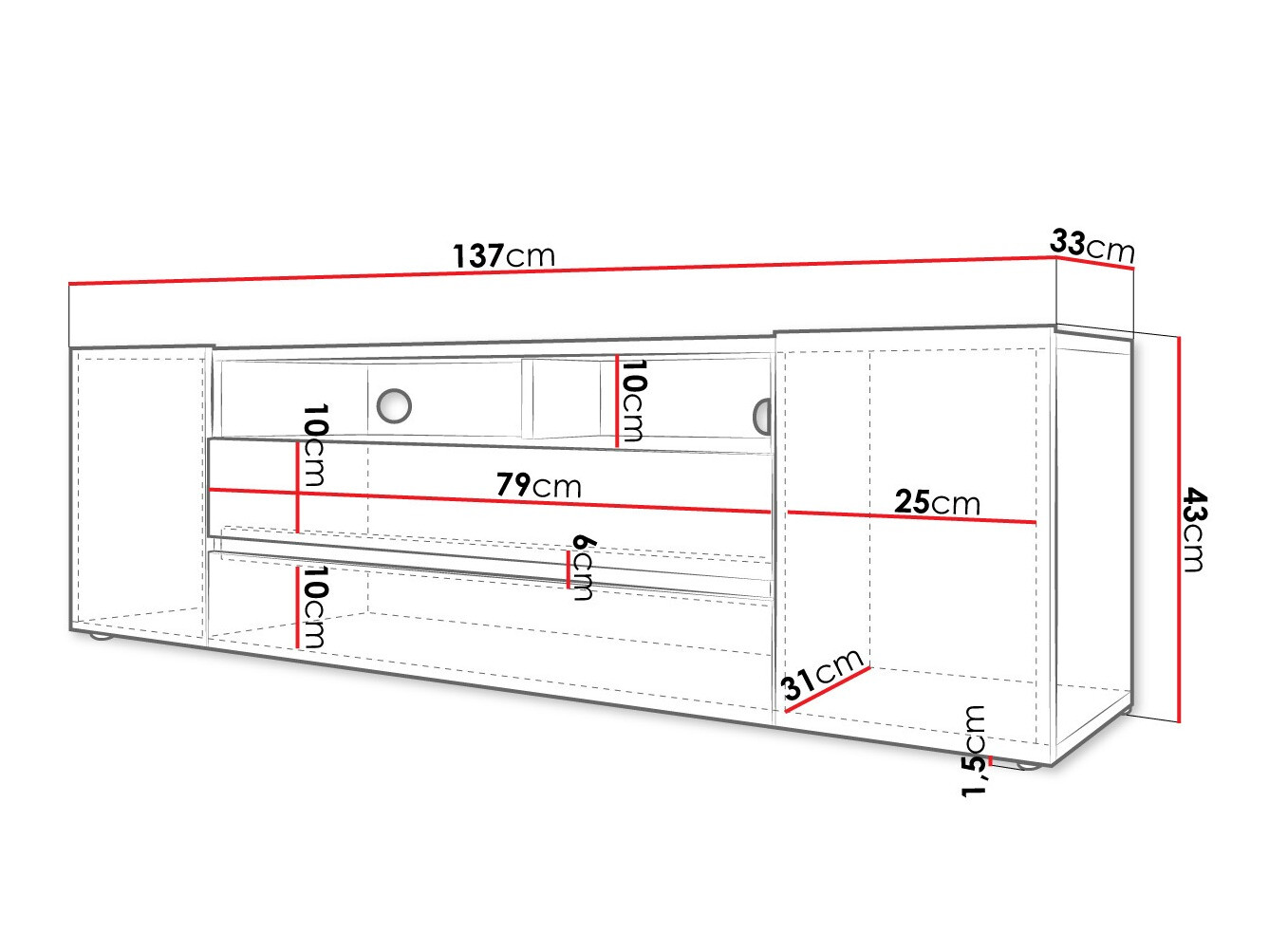 TV-taso Ager (Valkoinen + Kiiltävä valkoinen)