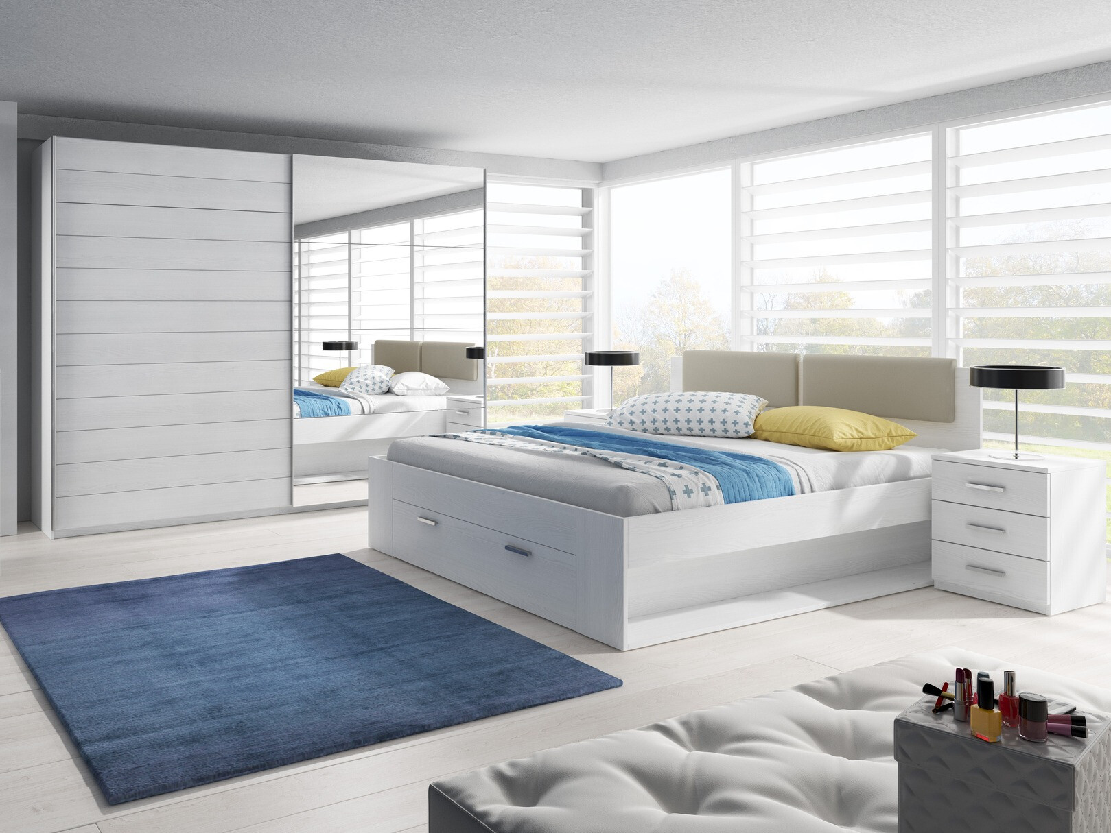 Sänky Levruvu 106 (Valkaistu tuhka + Beige)