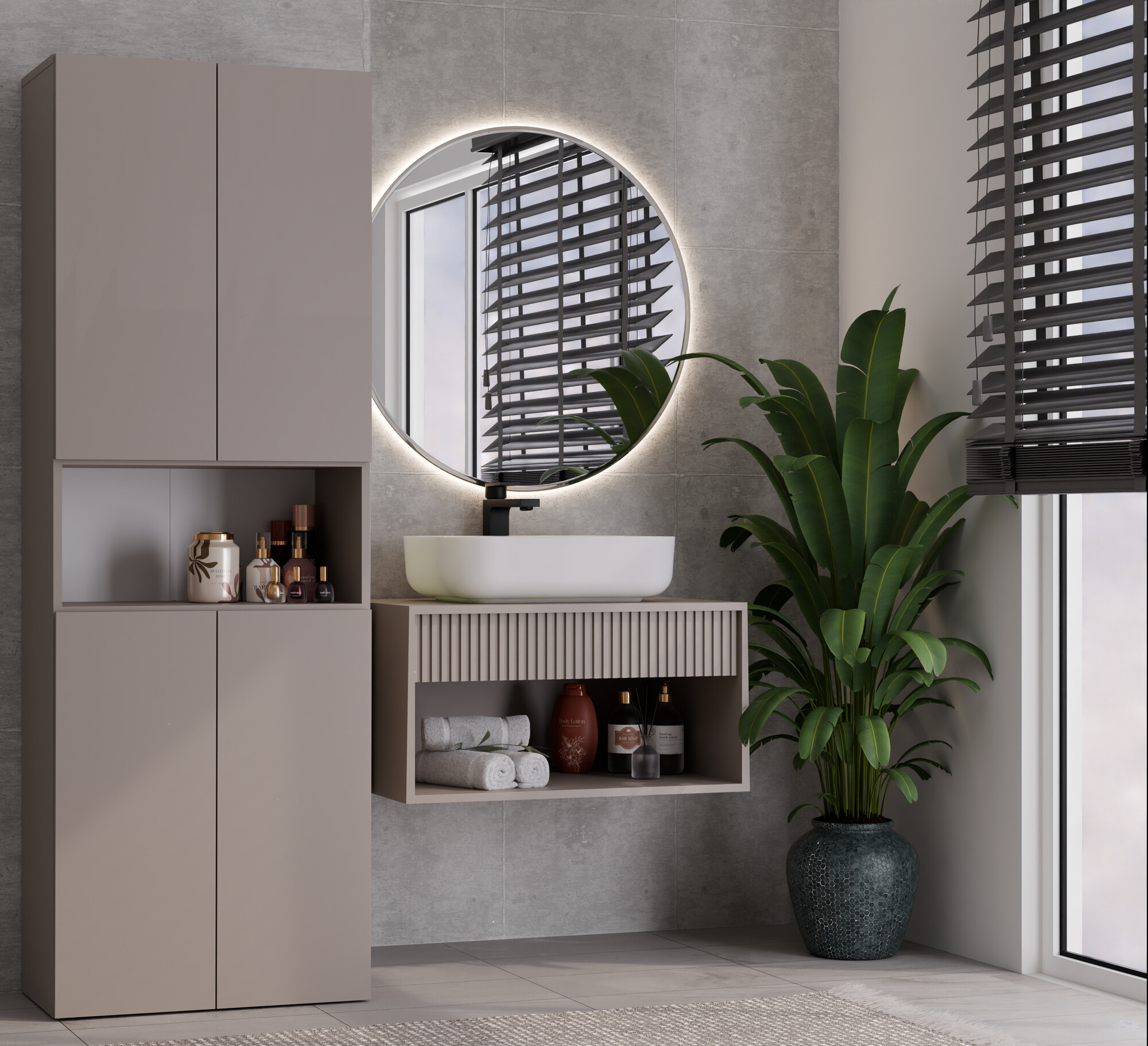 Pystymallinen kylpyhuonekaappi Nolmaru 101 (Harmaa)