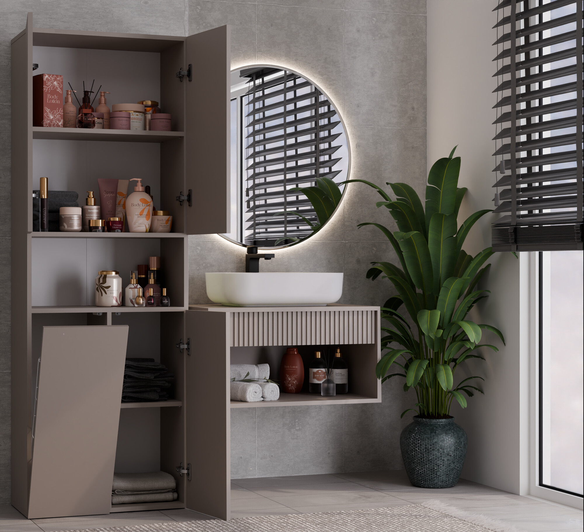 Pystymallinen kylpyhuonekaappi Nolmaru 101 (Harmaa)