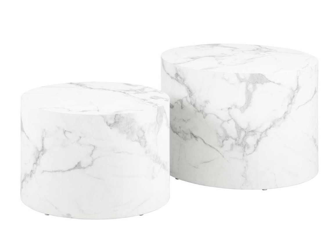 Sohvapöytäsetti Norsica 800 (Valkoinen marmori)