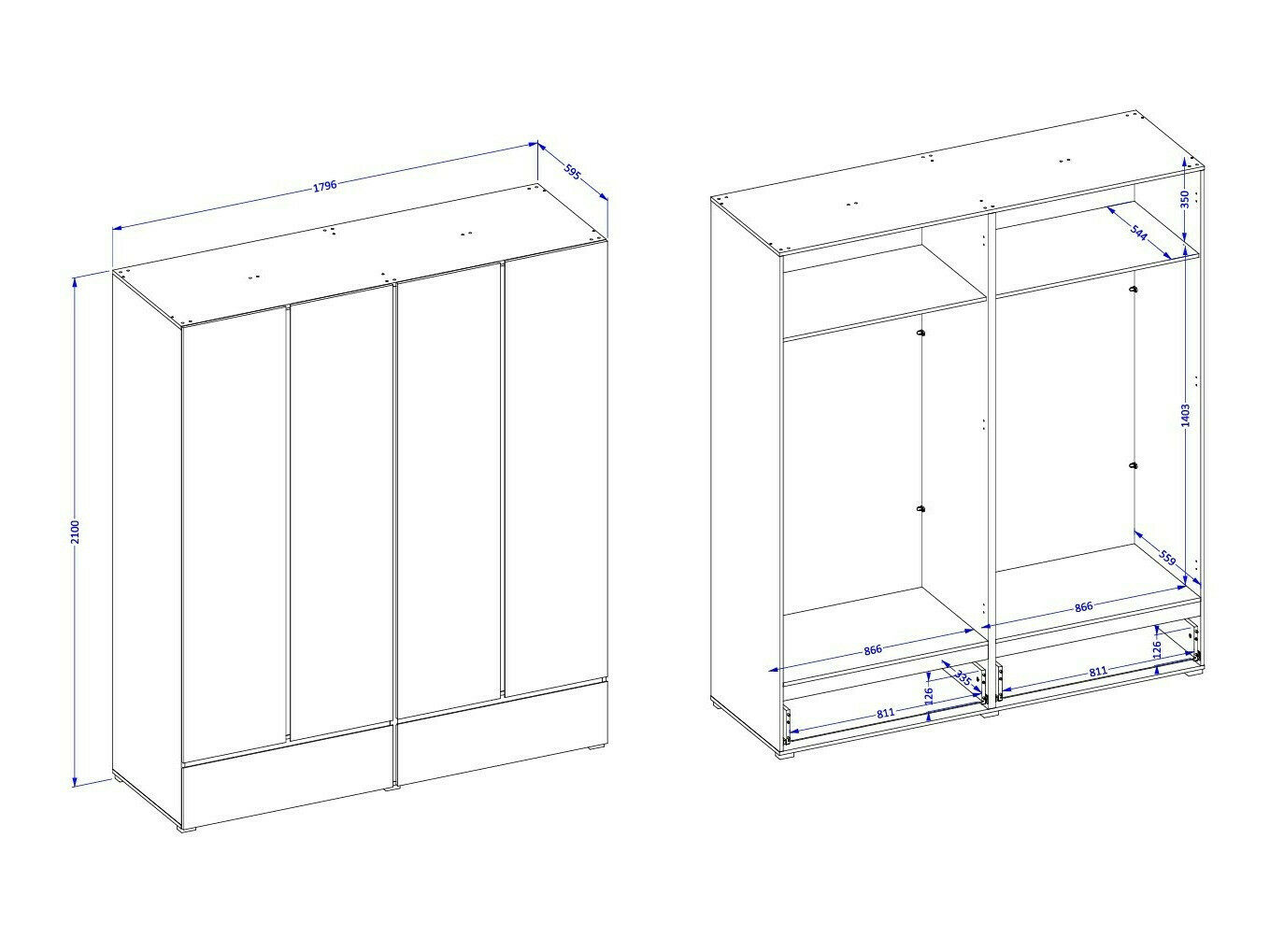 Vaatekaappi Alfere 119 (Valkoinen)