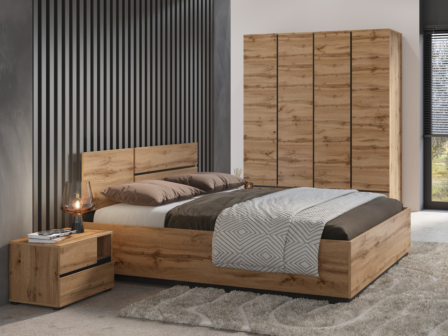 Makuuhuonesetti Alfere 124 (Wotan tammi)