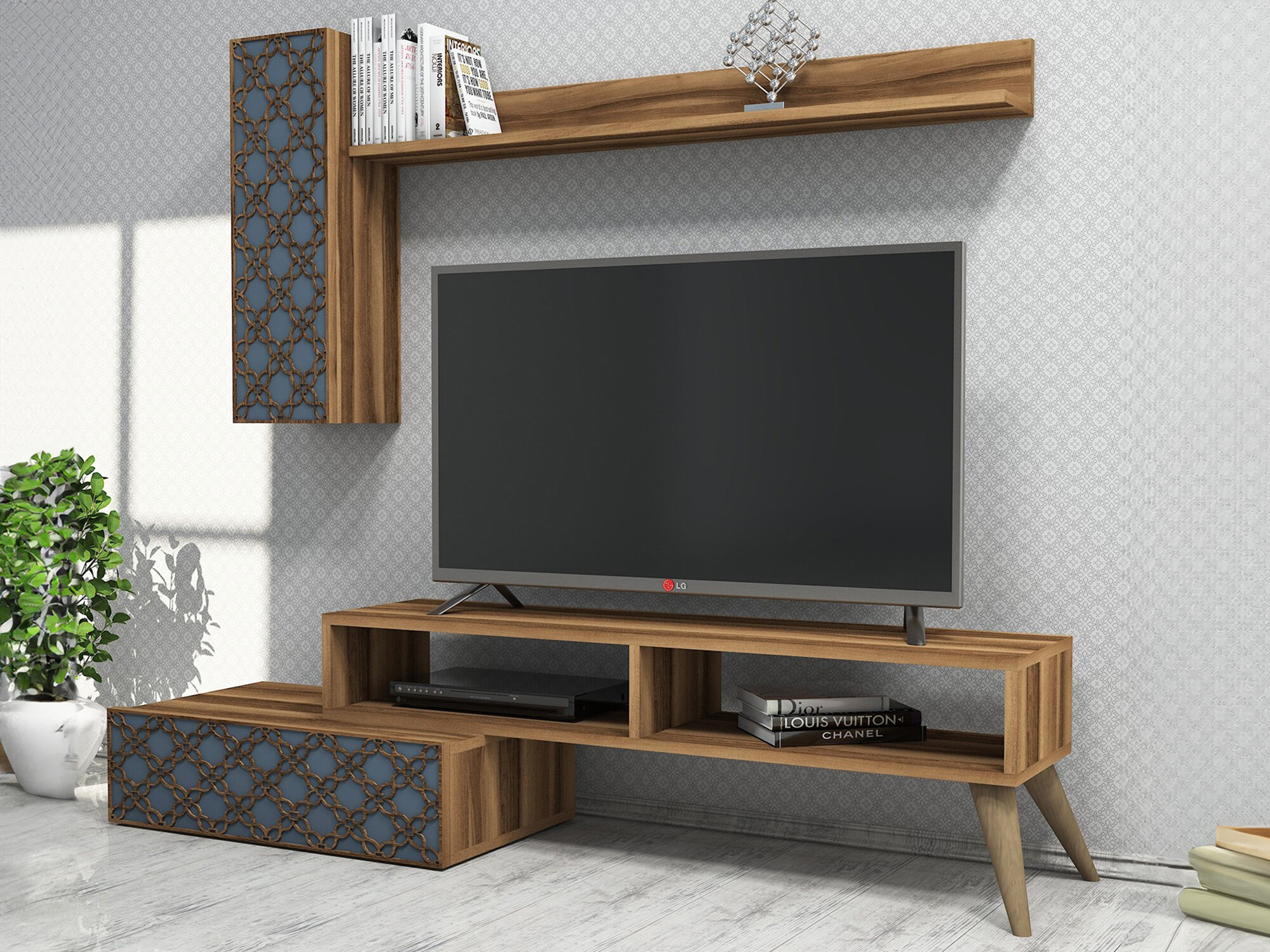 Olohuonesetti Kailua 1561 (Pähkinä + Sininen)