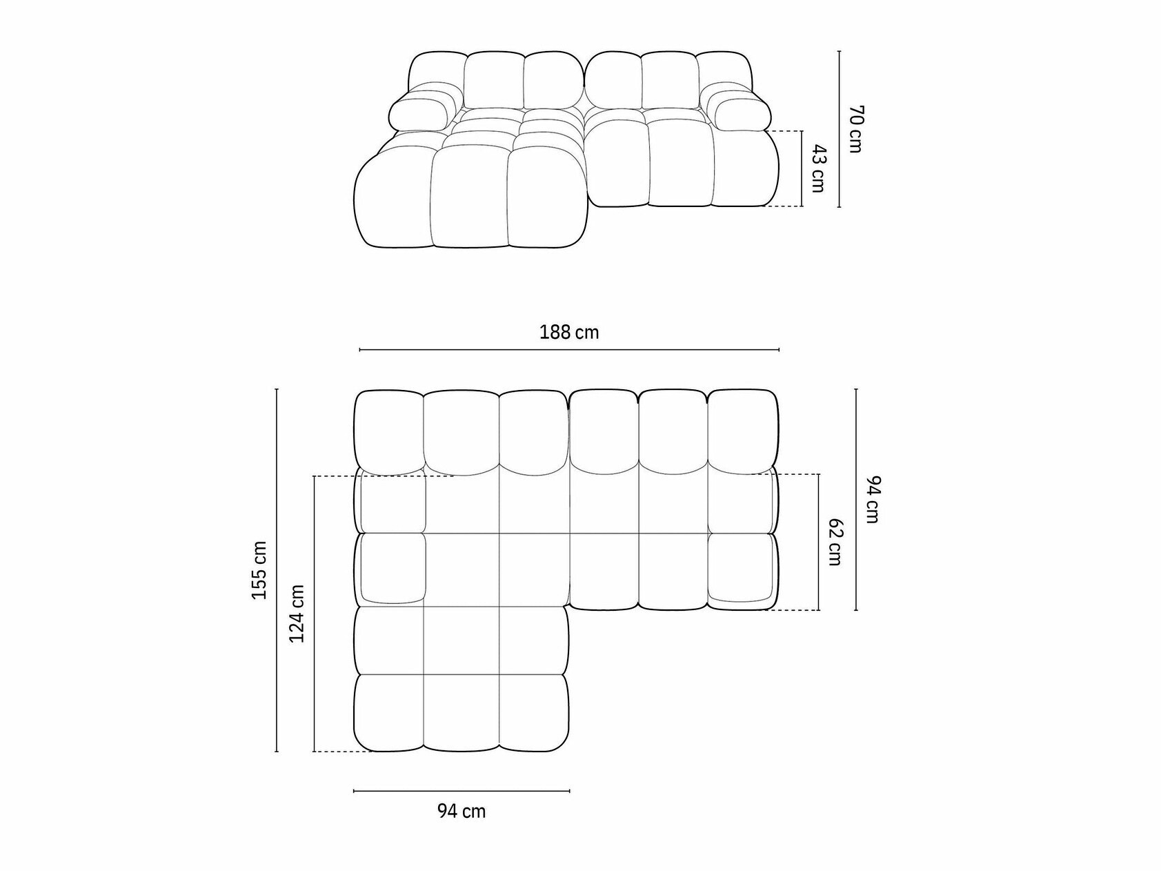 Moduulikulmasohva Caltenu 105 (Sonic 77)