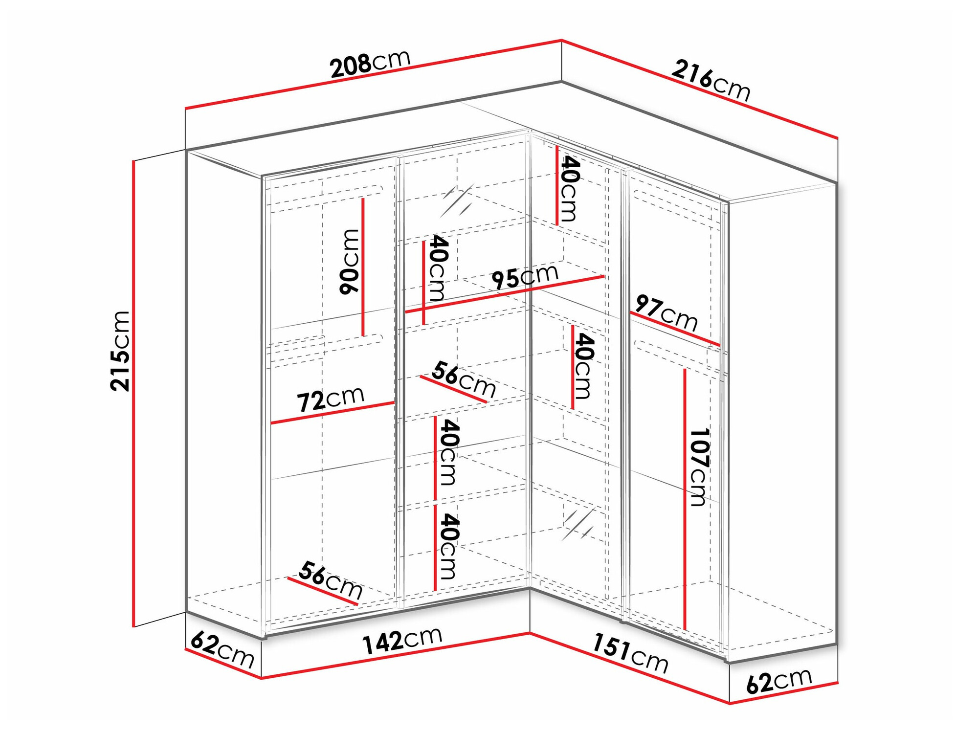 Kulmavaatekaappi Honolulu 241 (Valkoinen)