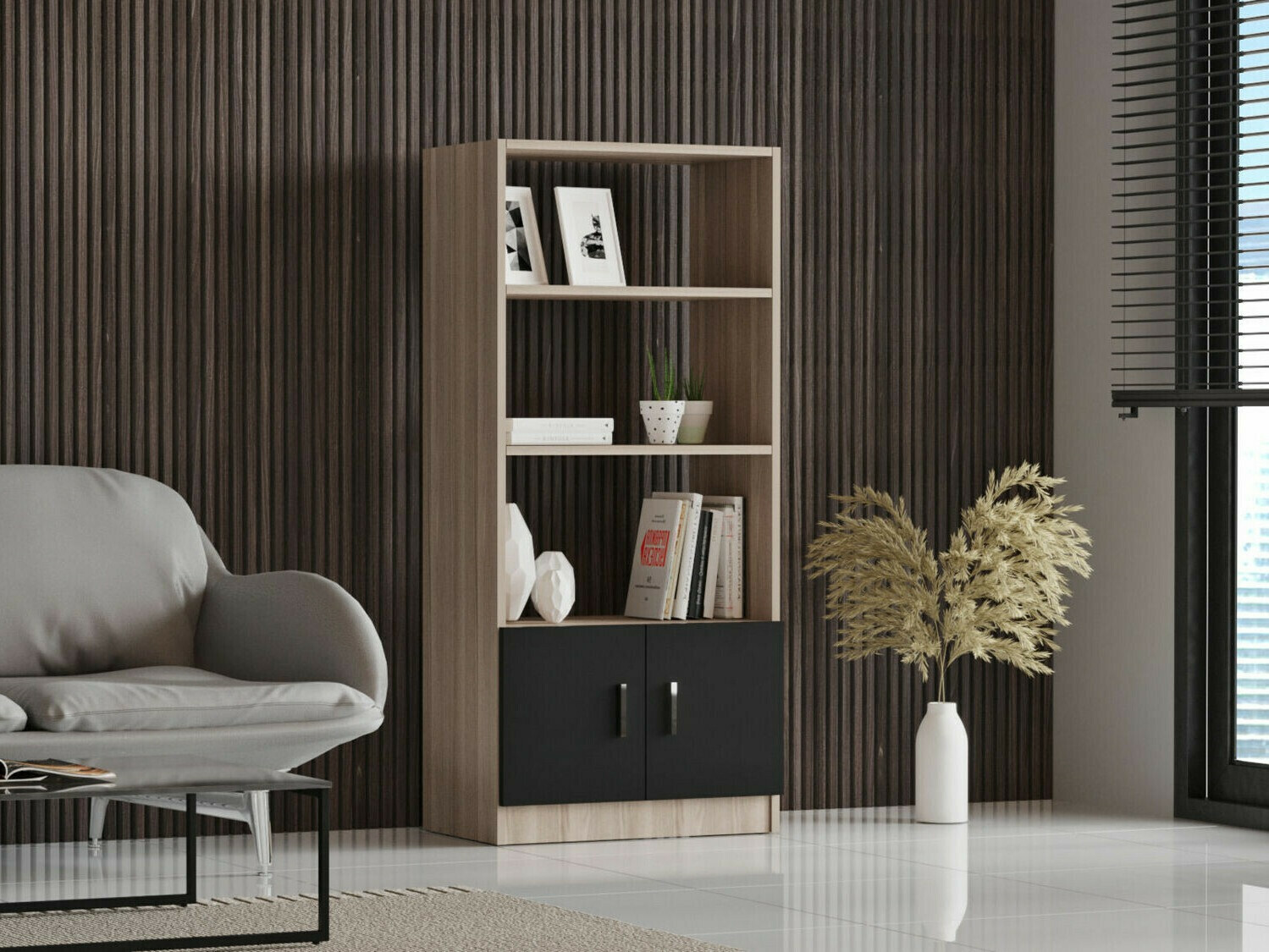 Hylly Kailua 2256 (Musta + Tammi)