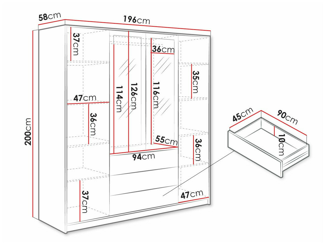 Vaatekaappi Musum (Valkoinen)