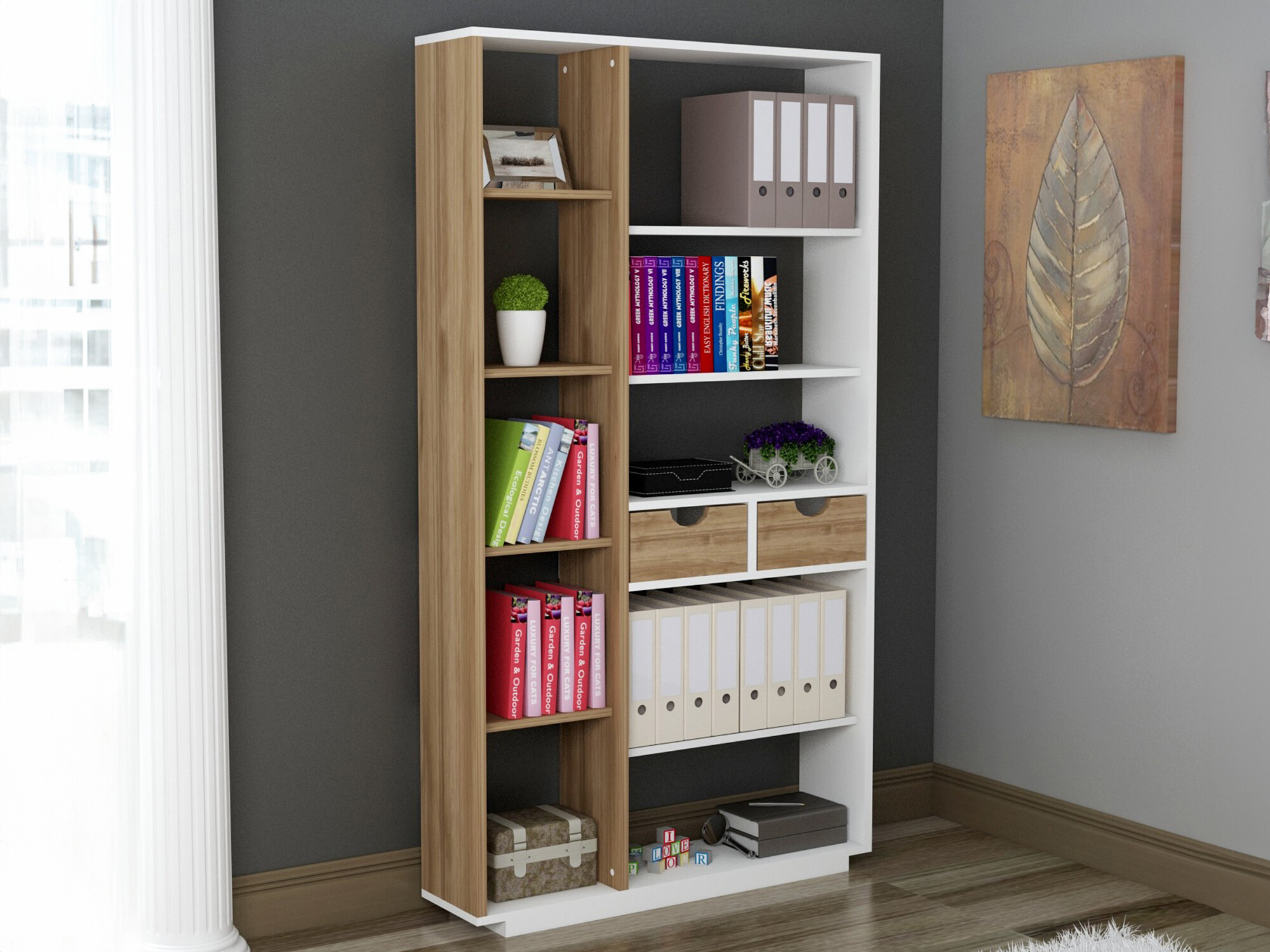 Hylly Kailua 1096 (Valkoinen + Pähkinä)