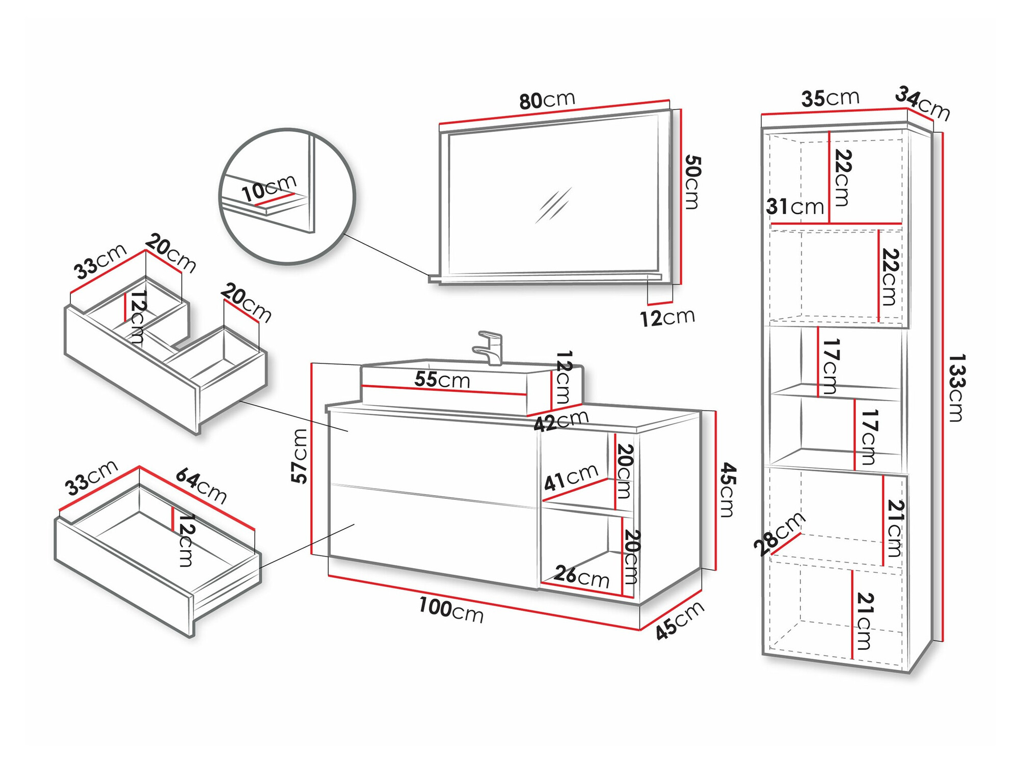 Kylpyhuonesetti Nauta I (Pähkinä + Valkoinen marmori)