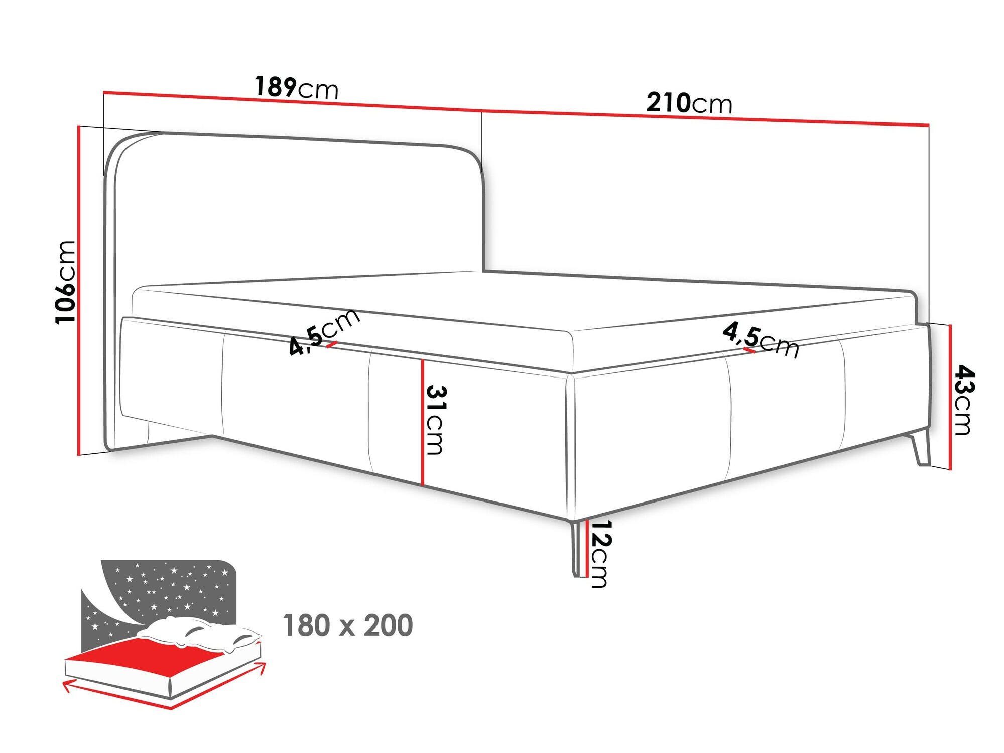 Sänky ComfiDream Lumila (Velo 621)