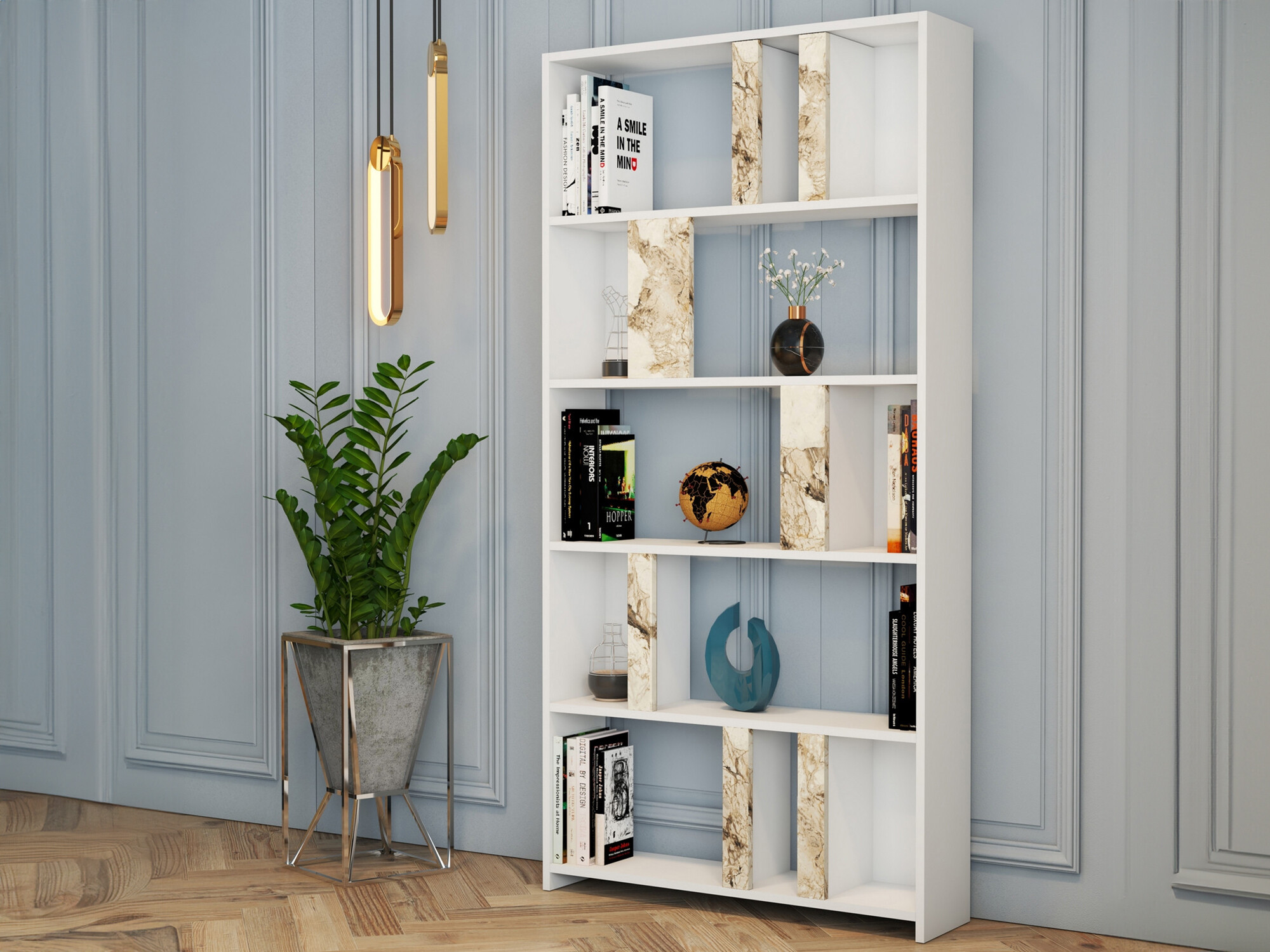 Hylly Kailua 1069 (Valkoinen + Valkoinen marmori)