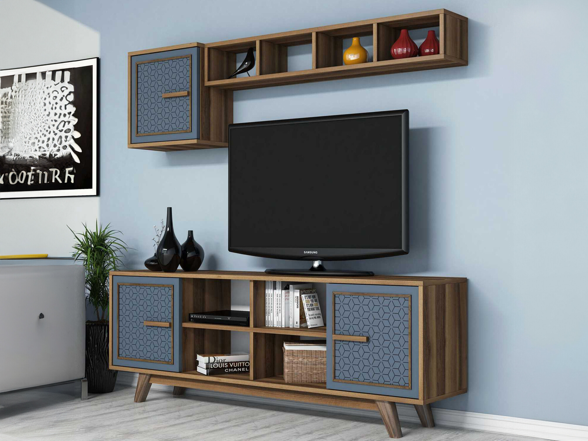 Olohuonesetti Kailua 1590 (Pähkinä + Sininen)