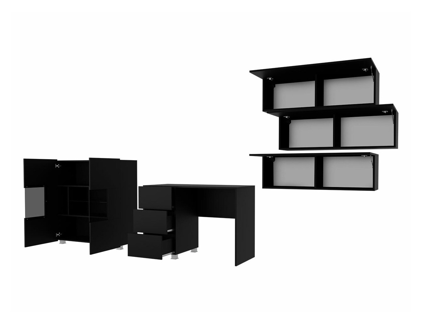 Huonekalusetti Tivdalu 136 (Valkoinen + Kiiltävä valkoinen)