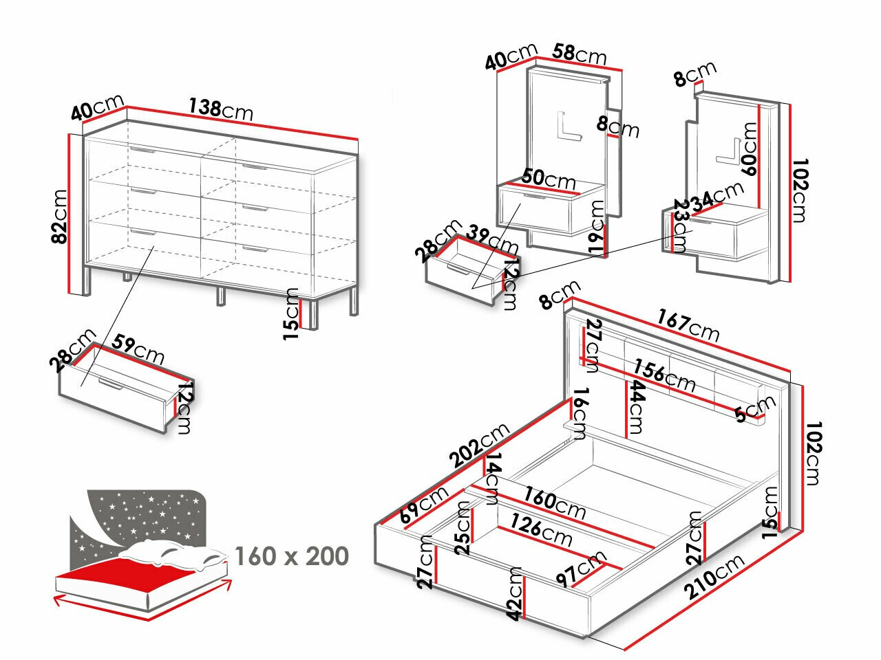Makuuhuonesetti Flodale 104