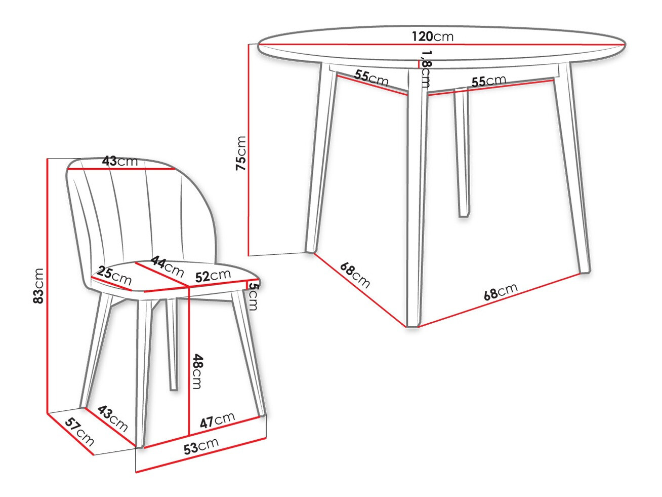 Ruokailuryhmä Racine 136 (Ruskea)
