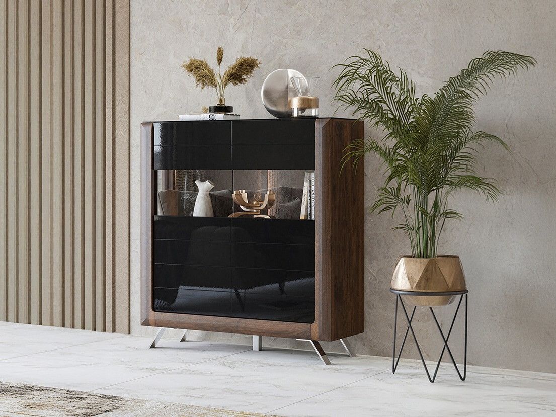 Hylly Sovera 106 (Pähkinä + Kiiltävä musta)