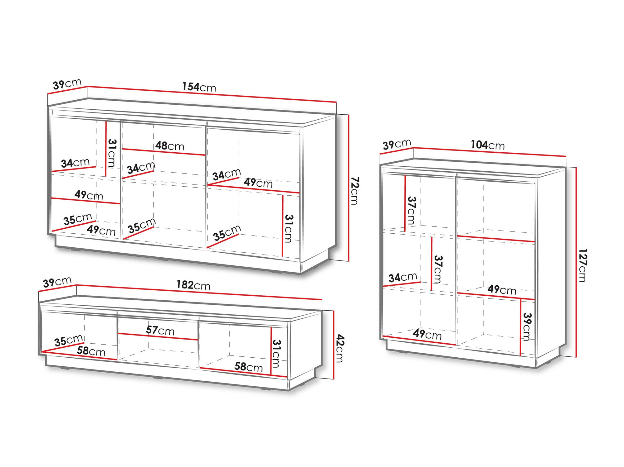 Olohuonesetti Sorbela 106 (Valkoinen)