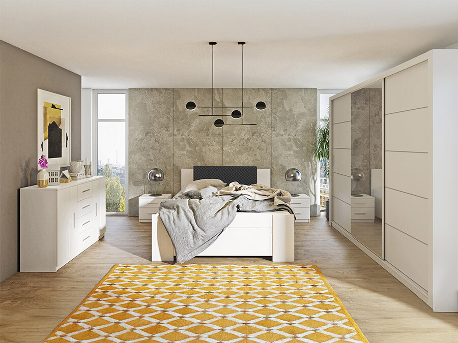 Makuuhuonesetti Catromi 116 (Valkoinen + Soft Pik 011)