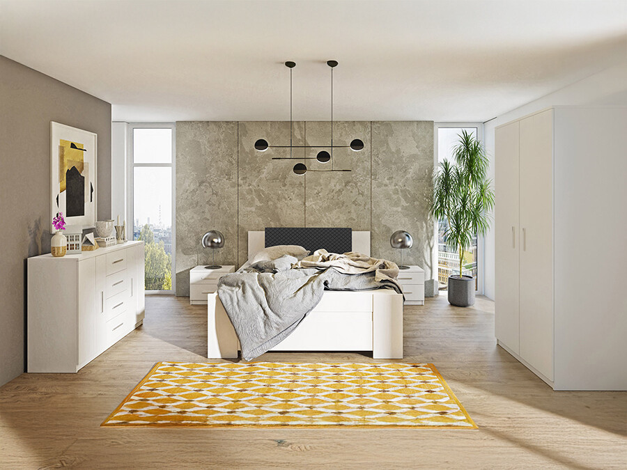 Makuuhuonesetti Catromi 122 (Valkoinen + Soft Pik 011)