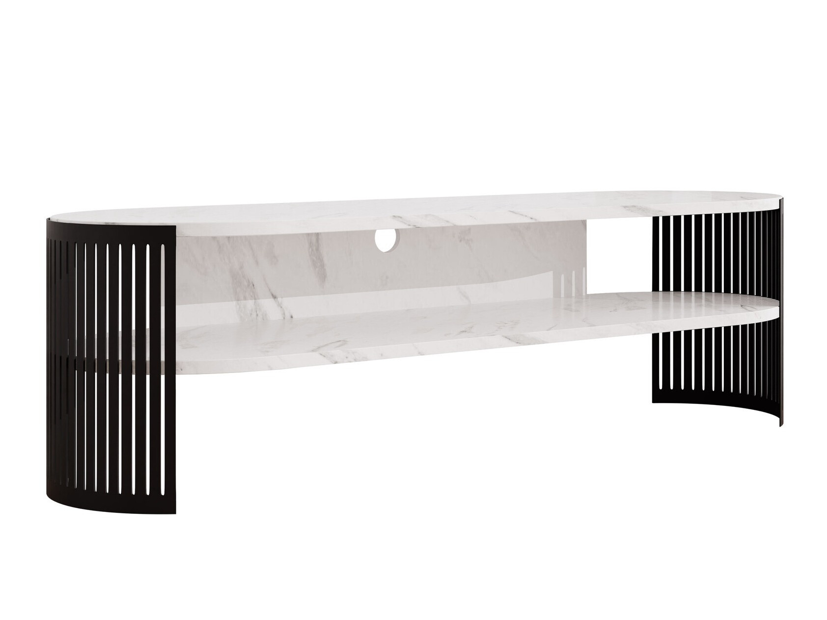 TV-taso Evanola 109 (Musta + Valkoinen marmori)