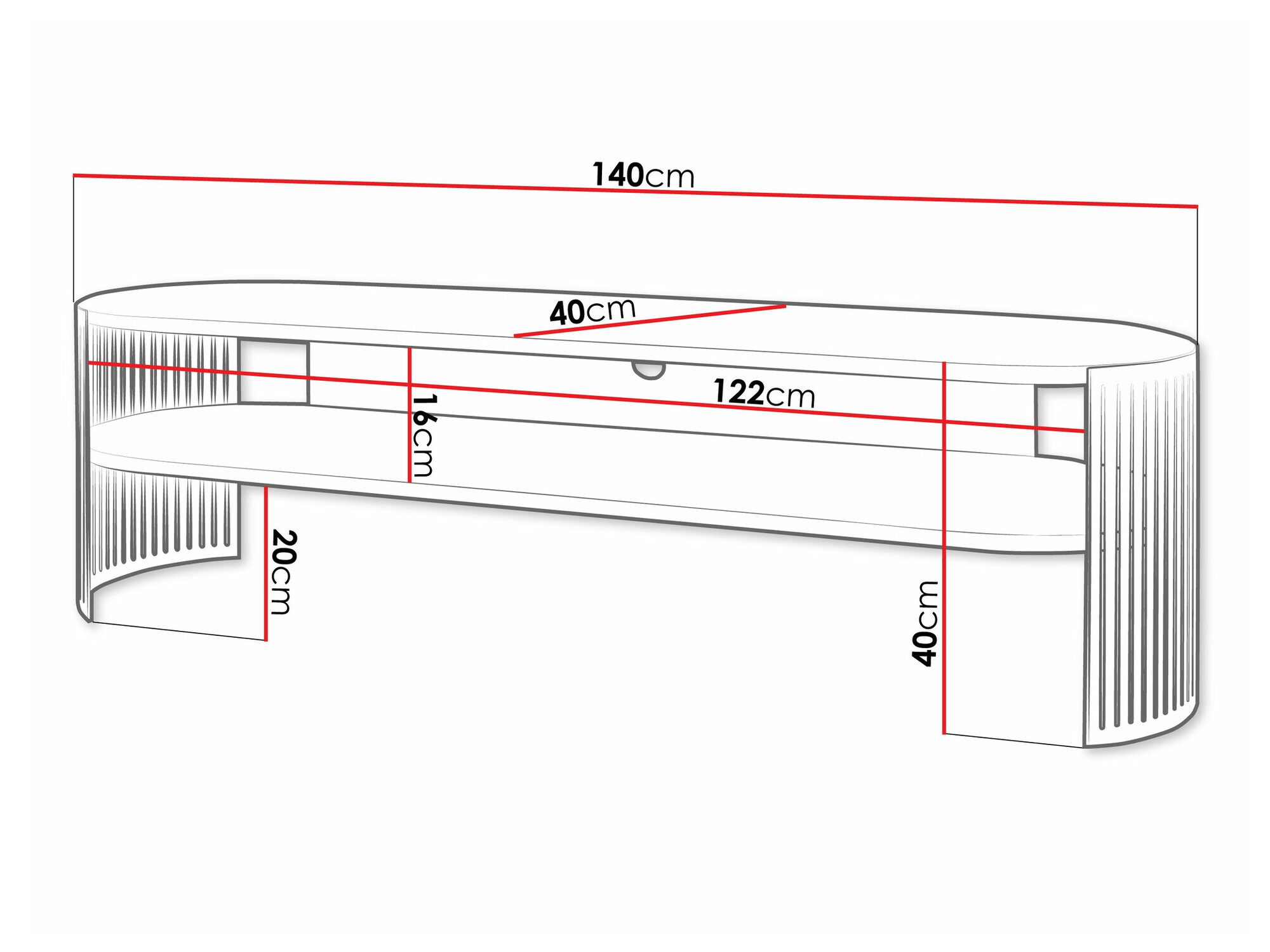 TV-taso Evanola 109 (Musta + Valkoinen)