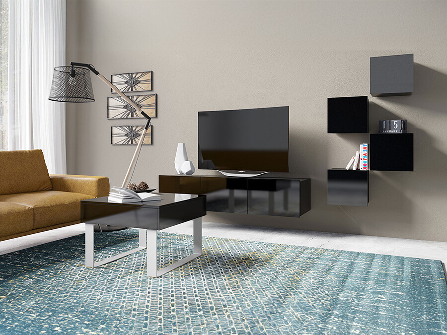 Olohuonesetti Tivdalu 139 (Musta + Kiiltävä musta)