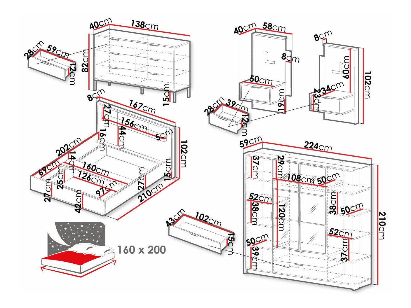 Makuuhuonesetti Flodale 106
