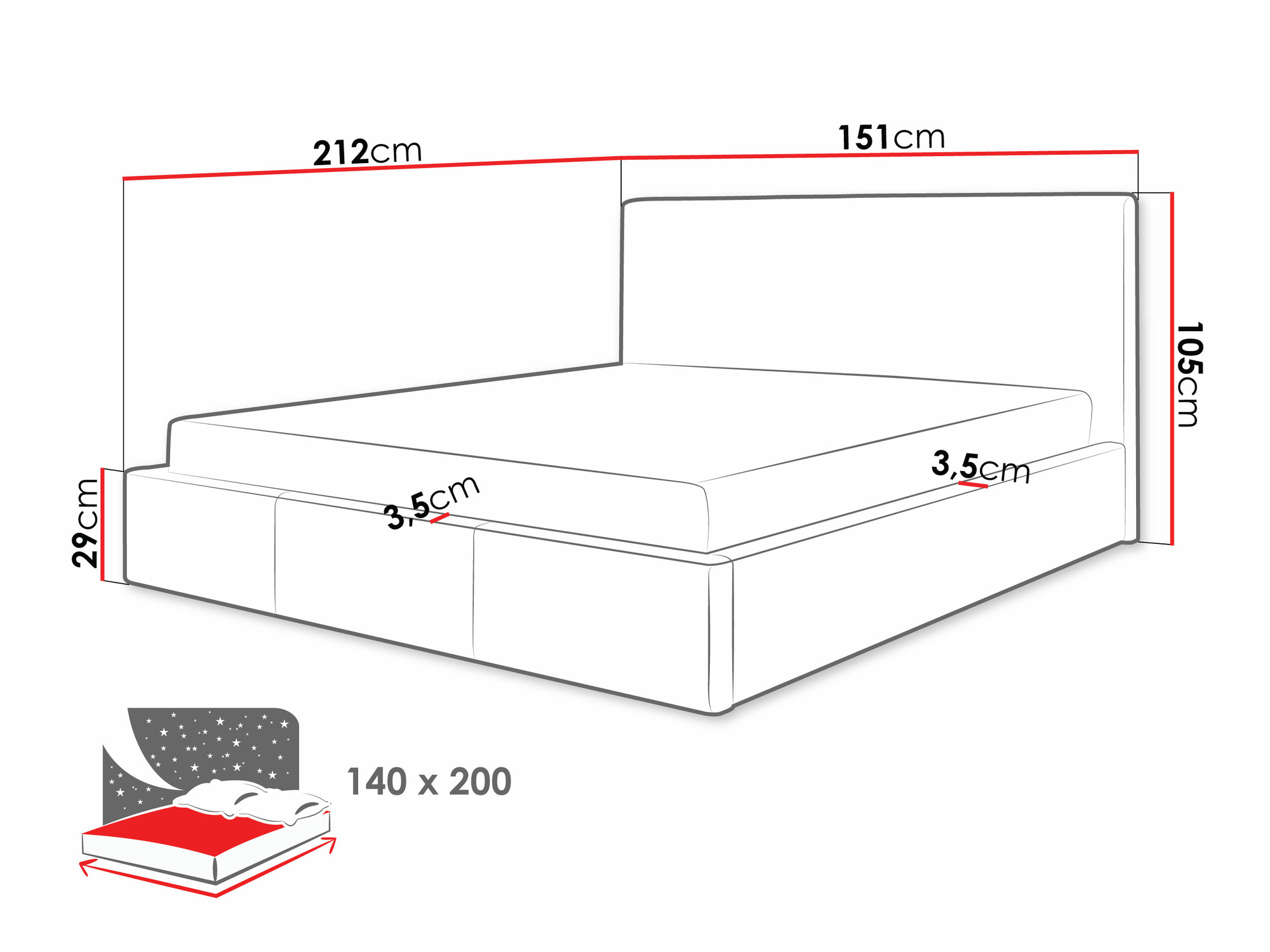Sänky ComfiDream Velora II (Lars 90)