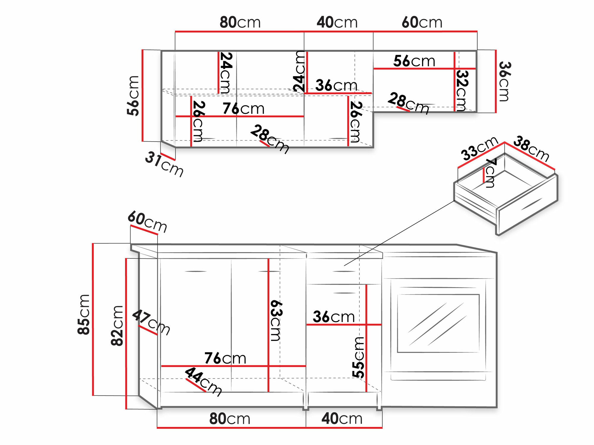 Keittiöryhmä Trenton 101 (Artisaanitammi + Musta)