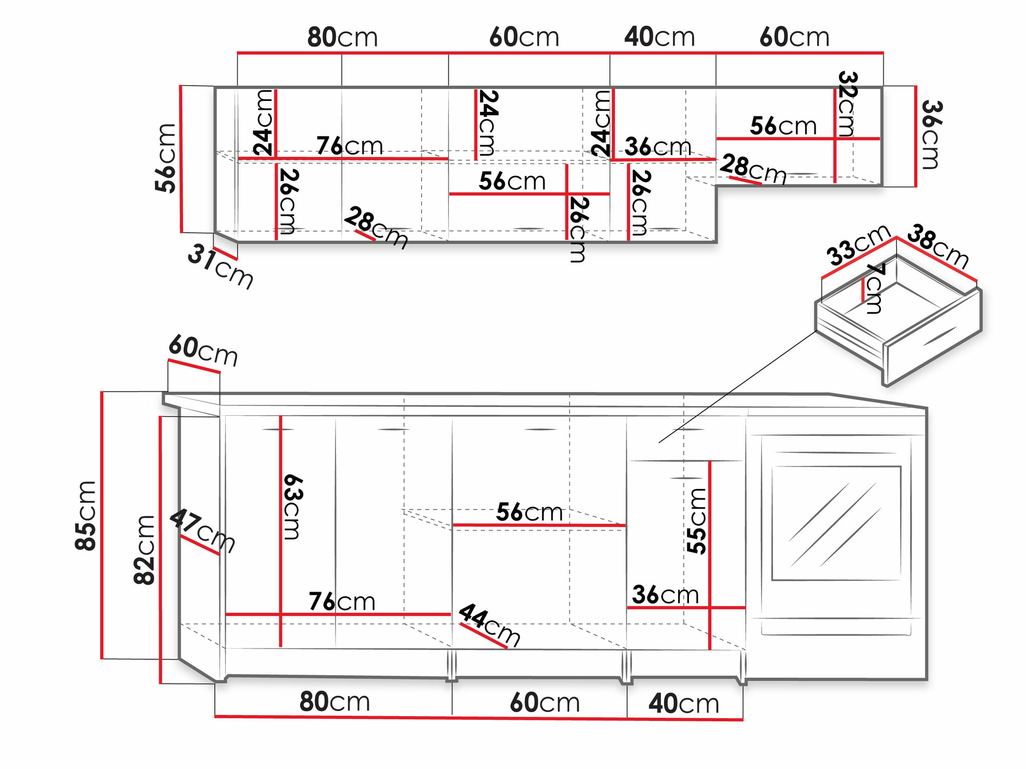 Keittiöryhmä Trenton 105 (Artisaanitammi + Musta)