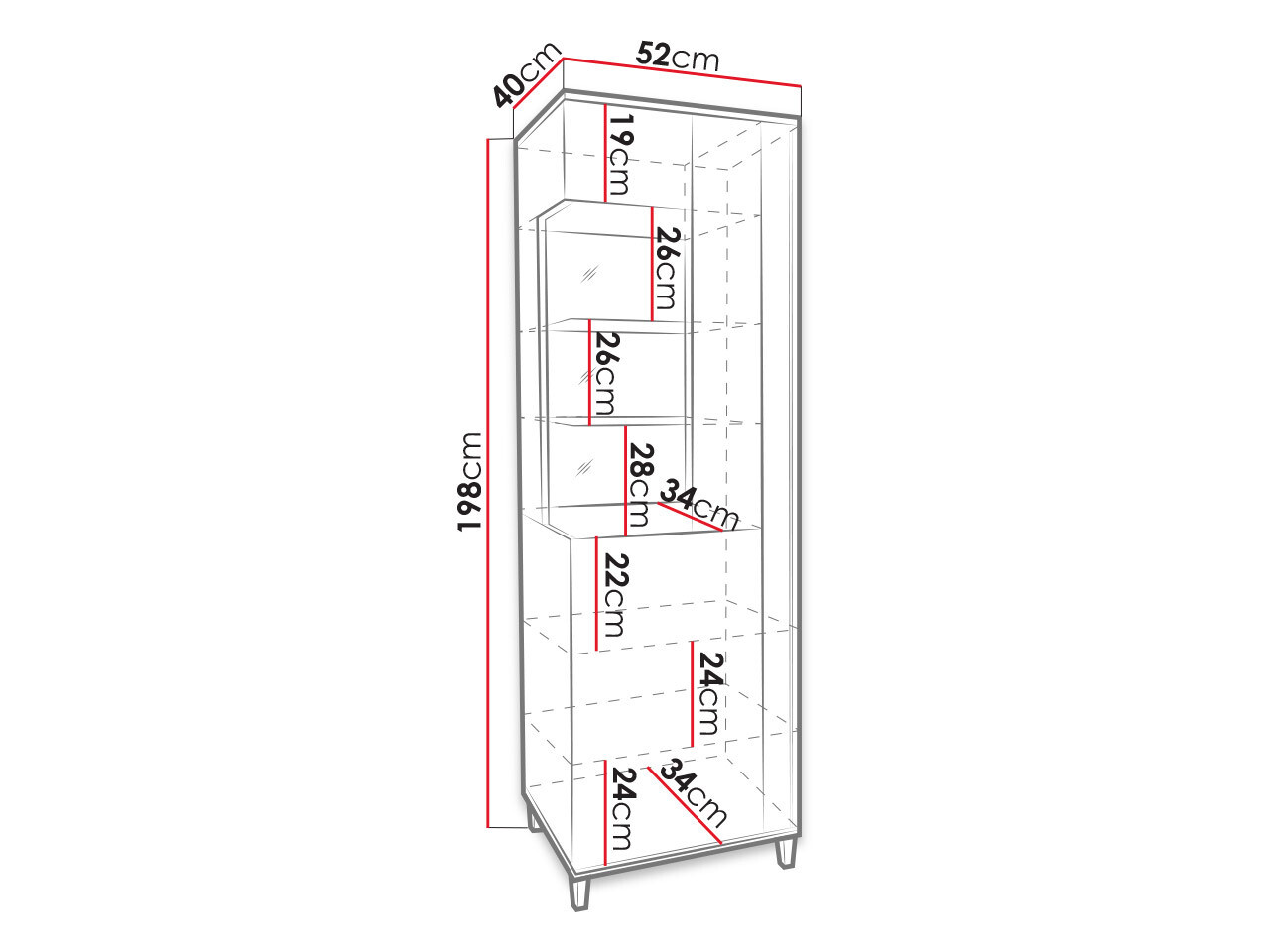 Hylly Florem I (Valkoinen + Kiiltävä valkoinen + Vaalea puu)